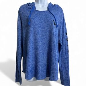 Victoria’s Secret PINK Y2K Blue Hoodie Love Pink Graphic Large Heathered